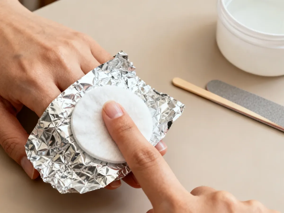 Usuwanie lakieru hybrydowego za pomocą acetonu i folii aluminiowej