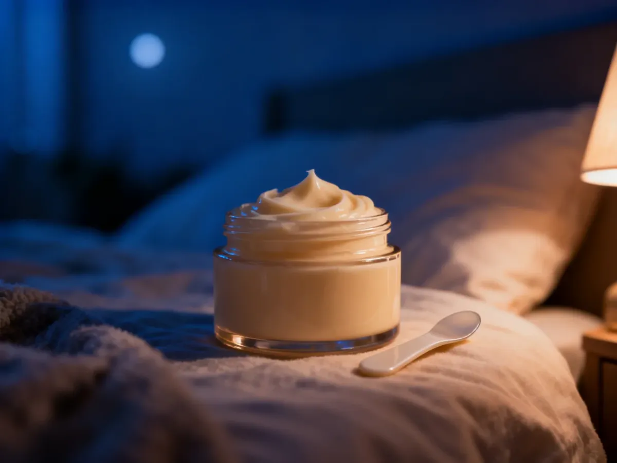 Krem do nocnej pielęgnacji skóry obok łóżka