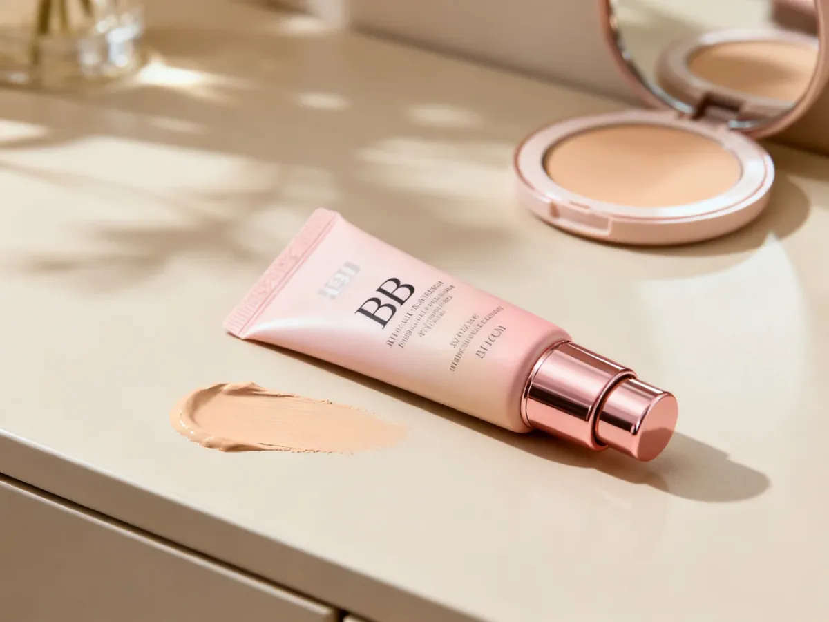 Krem BB i naturalny makijaż na jasnej toaletce