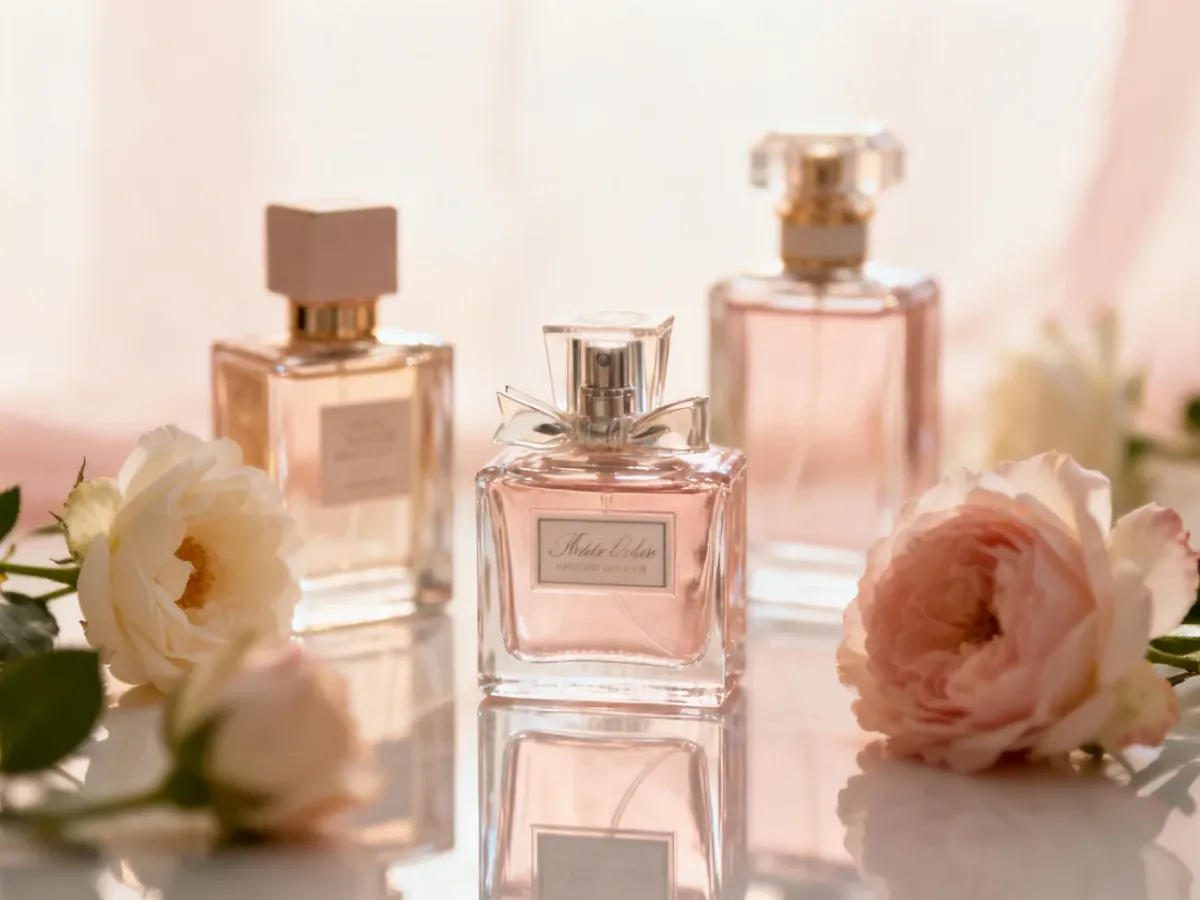 Budżetowe flakony perfum La Rive na eleganckim tle